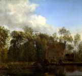 Jan van der Heyden - A Farm among Trees